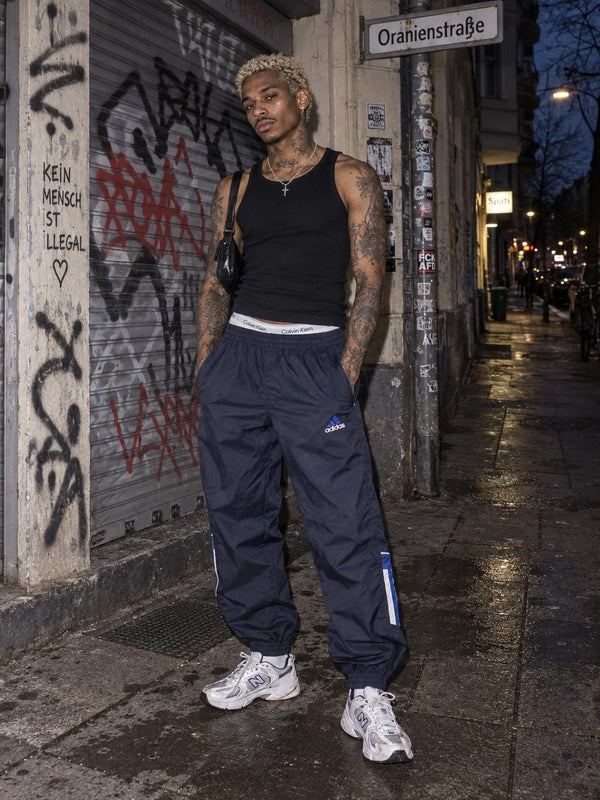 Adidas Y2K Nylon Trackpants - Navy Blue / Royal Blue