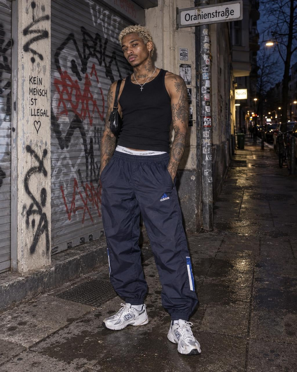 Adidas Y2K Nylon Trackpants - Navy Blue / Royal Blue – getragen