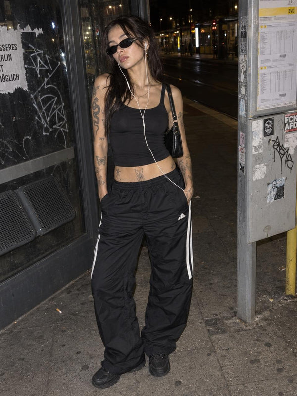 Adidas Y2K Three-Stripes Nylon Trackpants - Black / White