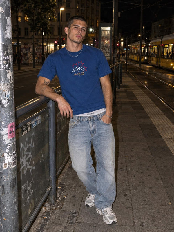 Alstyle Vintage "Jasper Canada" Embroidered Tee - Navy Blue / Red