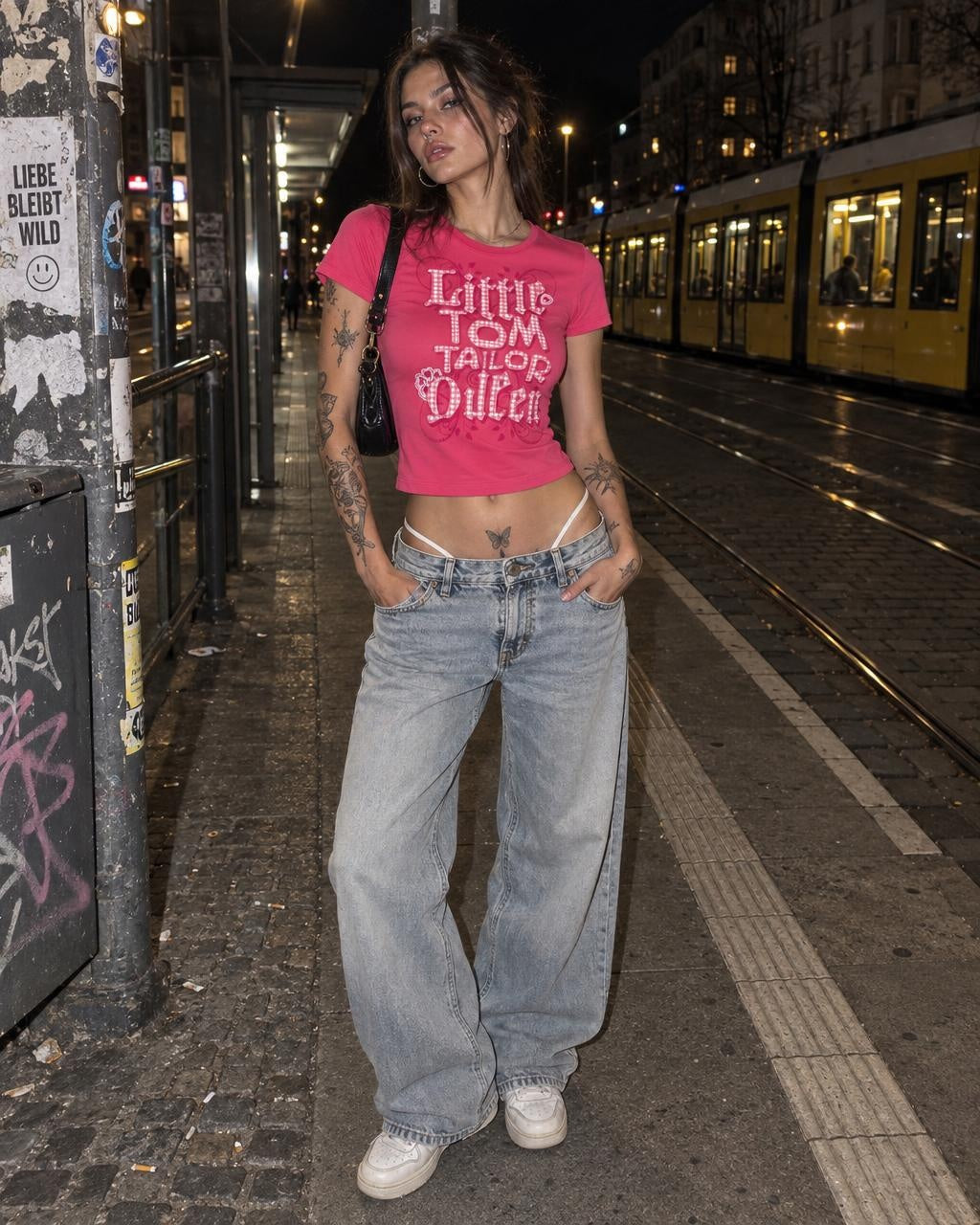 Tom Tailor Y2K "Little Tom Tailor Queen" Gingham Graphic Baby Tee - Hot Pink - Past Pieces