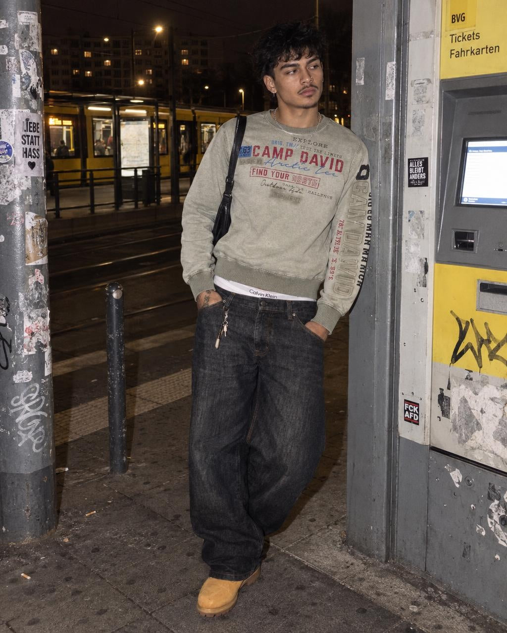 Camp David Arctic Ice "Find Your North" Embossed Crewneck Sweatshirt - Washed Khaki - Past Pieces