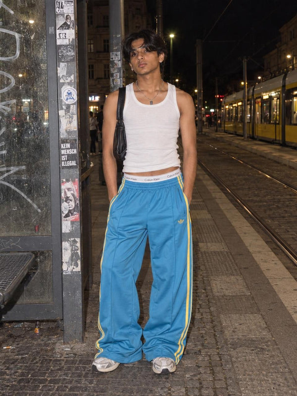 Adidas Trefoil Baggy Trackpants - Baby Blue / Yellow