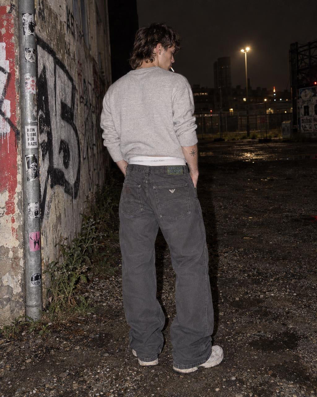 Armani Jeans Archive Baggy Twill Pants - Washed Grey - Past Pieces