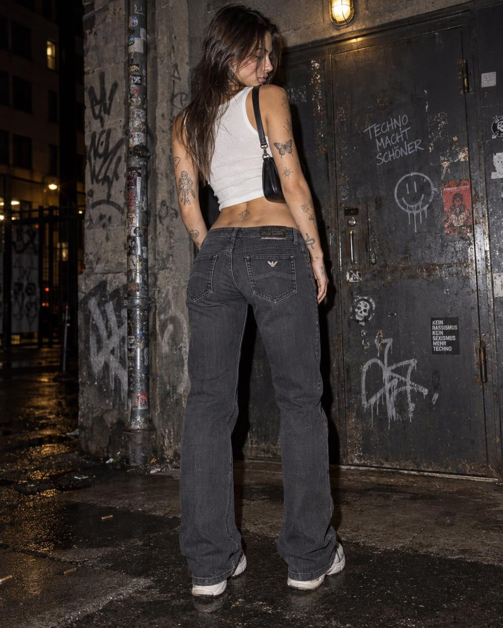 Armani Jeans Archive Slim Straight Denim - Washed Black - Past Pieces