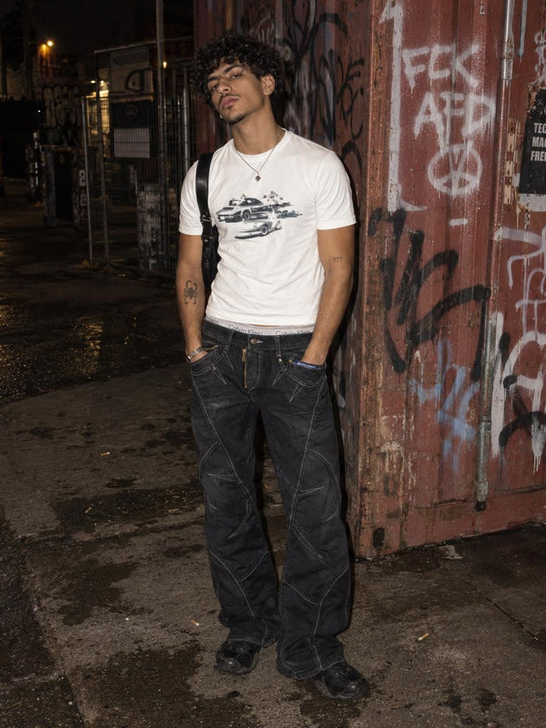 Cipo & Baxx Y2K Baggy Zip Pocket Denim - Washed Black