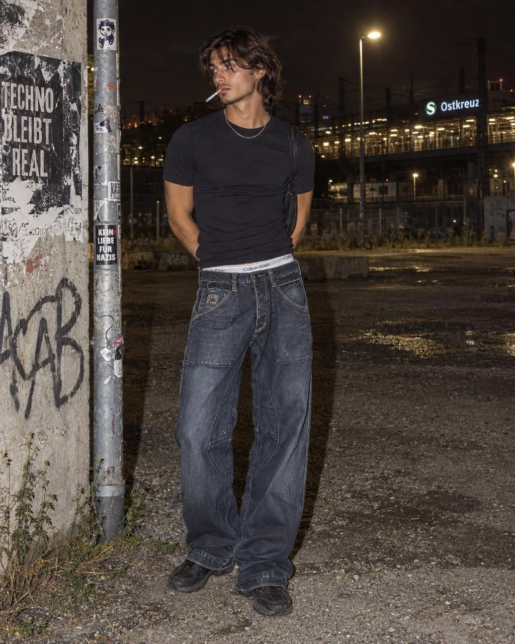Jack & Jones Y2K Baggy Utility Jeans - Washed Navy Blue - Past Pieces