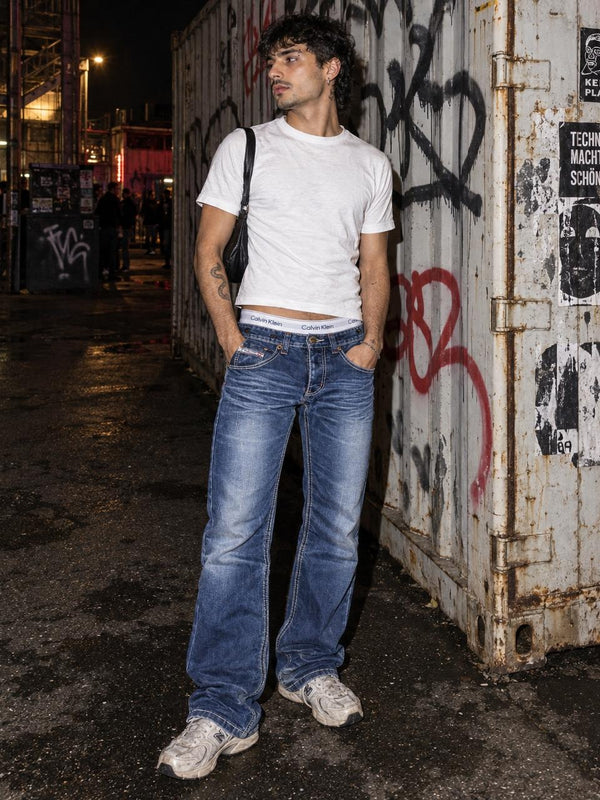Jeansnet Y2K Distressed Straight Denim - Washed Blue