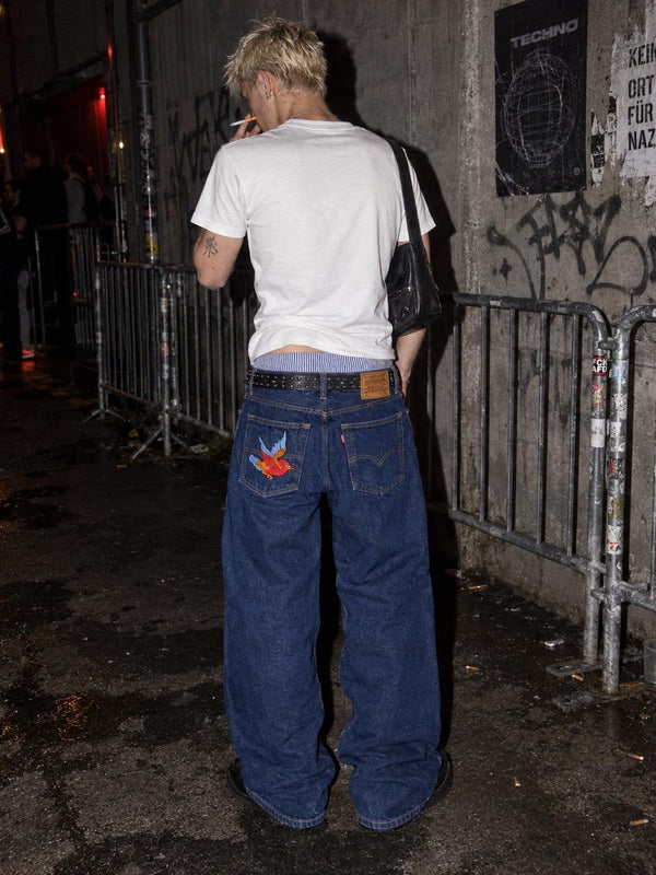 Levi's Baggy Embroidered Bird Denim Jeans - Dark Indigo Blue
