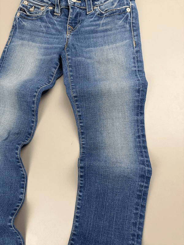 True Religion Archive "Julie" Low Waist Slim Jeans - Whiskered