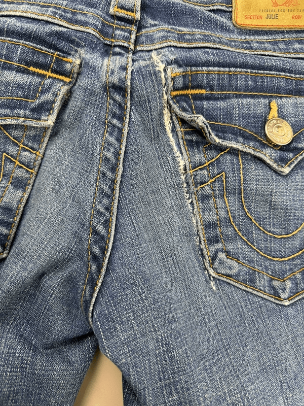 True Religion Archive "Julie" Low Waist Slim Jeans - Whiskered - Past Pieces