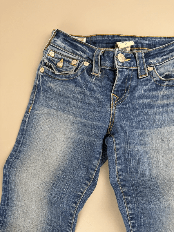 True Religion Archive "Julie" Low Waist Slim Jeans - Whiskered - Past Pieces