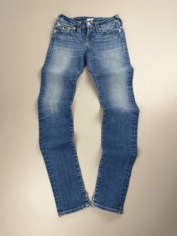True Religion Archive "Julie" Low Waist Slim Jeans - Whiskered