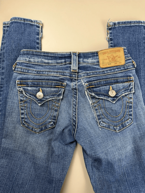 True Religion Archive "Julie" Low Waist Slim Jeans - Whiskered - Past Pieces