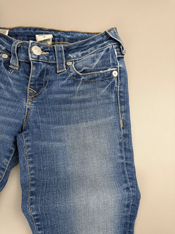 True Religion Archive "Julie" Low Waist Slim Jeans - Whiskered - Past Pieces