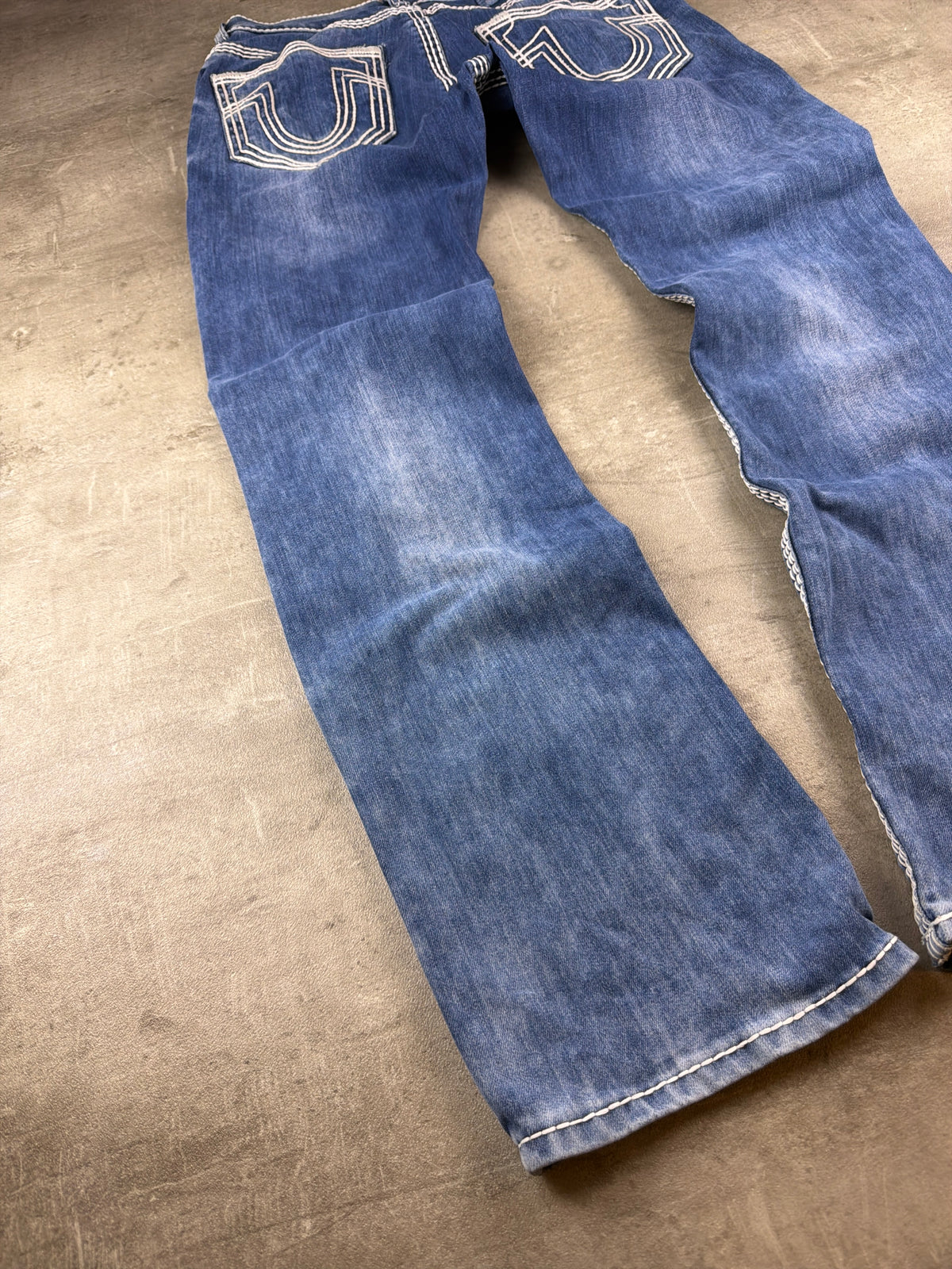 True Religion "Ricky Super T" Y2K Distressed Denim Jeans - Washed Blue - Past Pieces