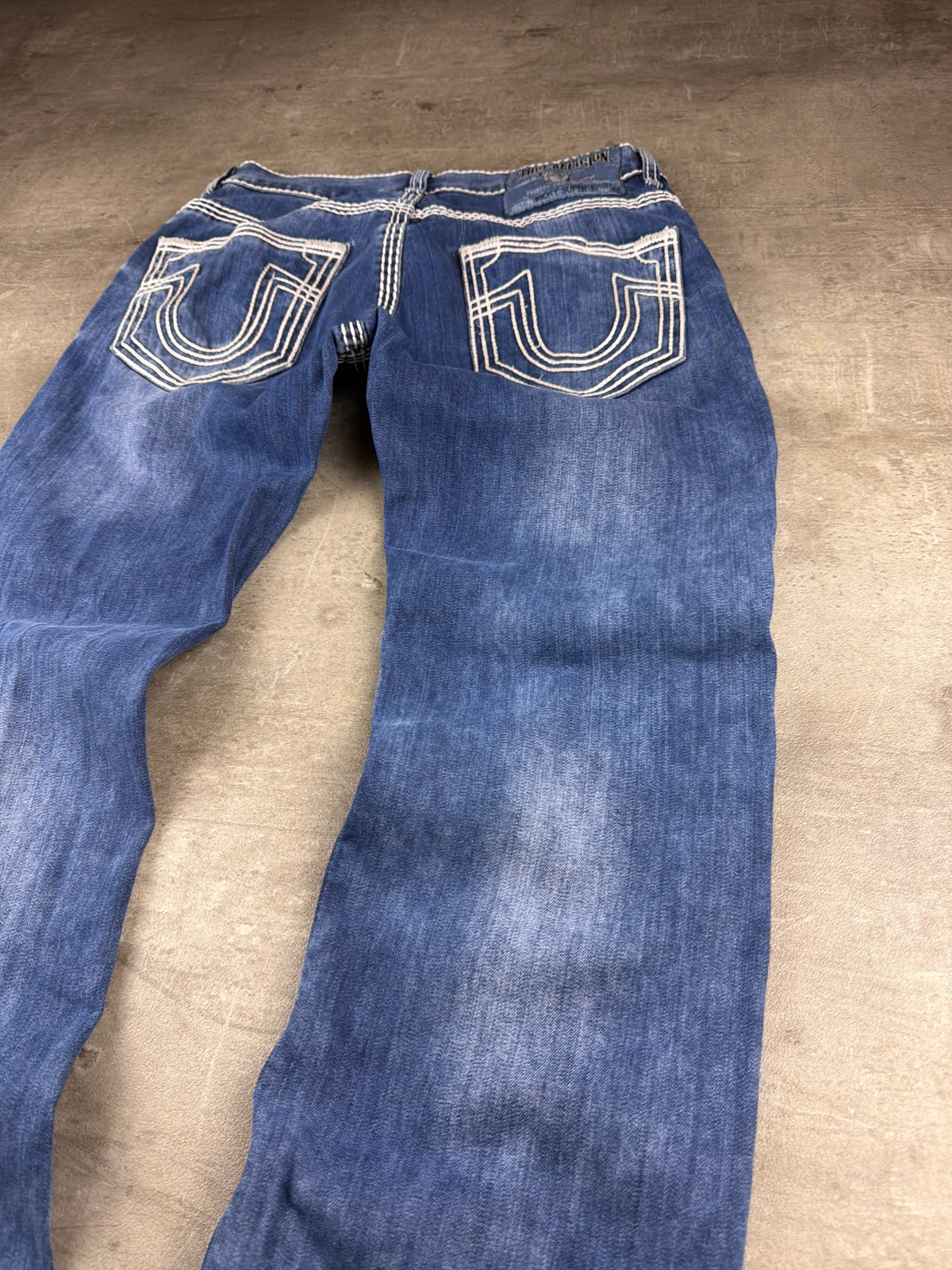 True Religion "Ricky Super T" Y2K Distressed Denim Jeans - Washed Blue - Past Pieces