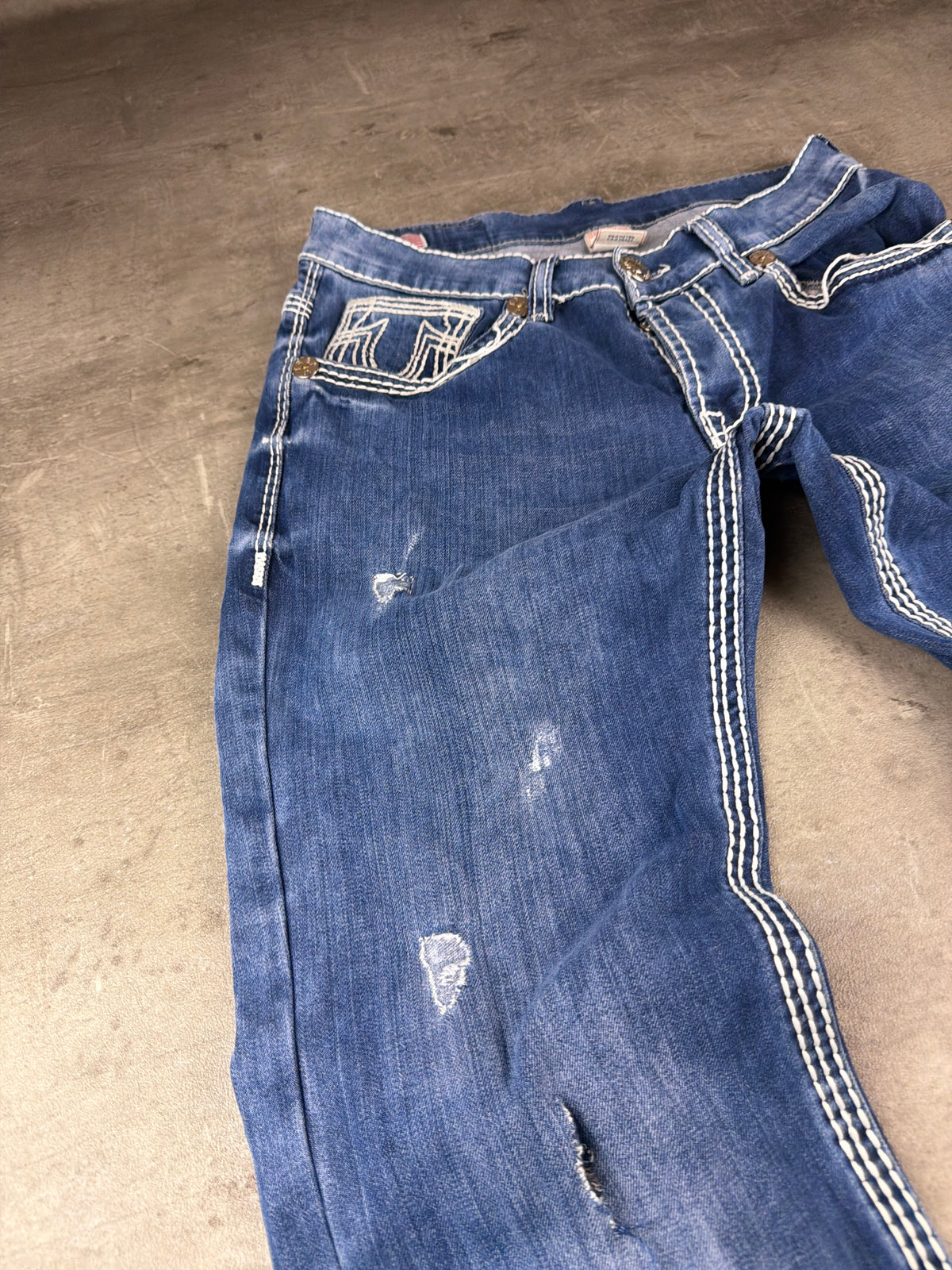 True Religion "Ricky Super T" Y2K Distressed Denim Jeans - Washed Blue – Ansicht 8