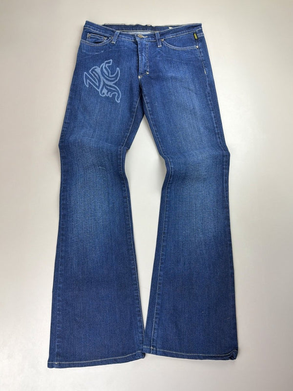 Versace Jeans Couture Archive "Tribal Graphic" Flare Denim - Indigo Blue