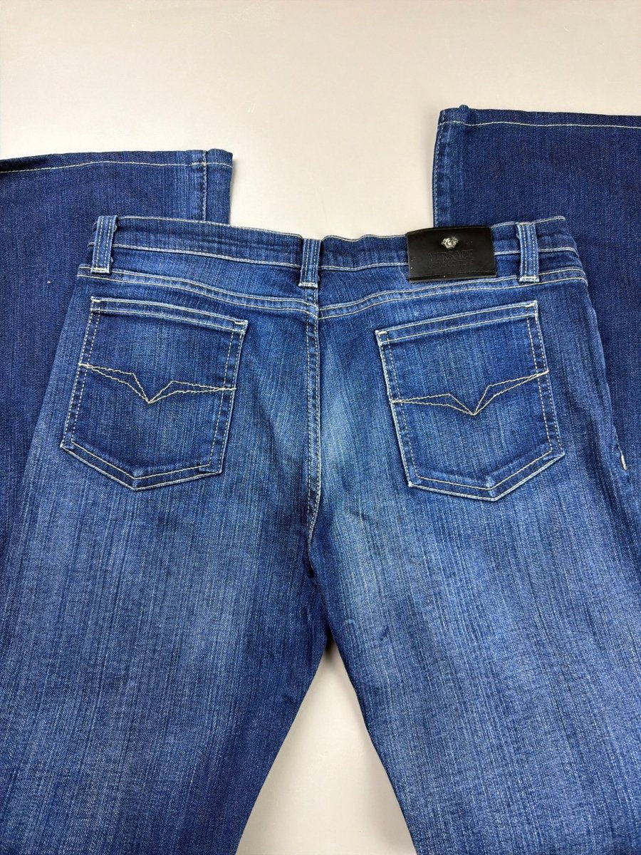 Versace Jeans Couture Archive "Tribal Graphic" Flare Denim - Indigo Blue - Past Pieces