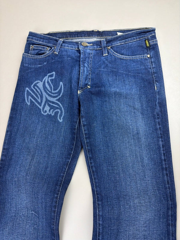 Versace Jeans Couture Archive "Tribal Graphic" Flare Denim - Indigo Blue