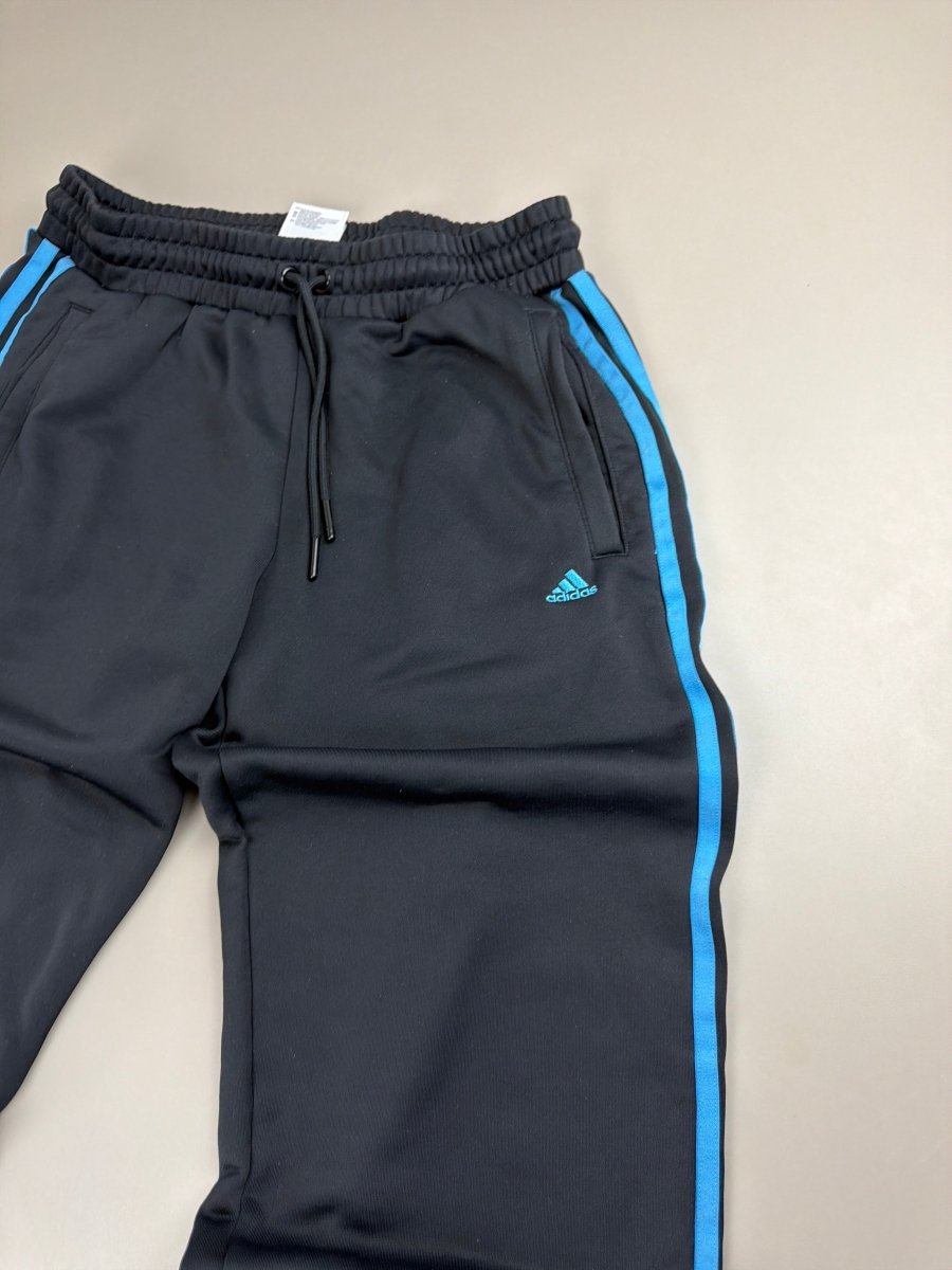 Vintage Adidas Track Pants - Black & Cyan - Past Pieces