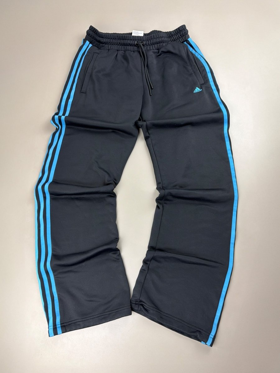 Vintage Adidas Track Pants - Black & Cyan - Past Pieces