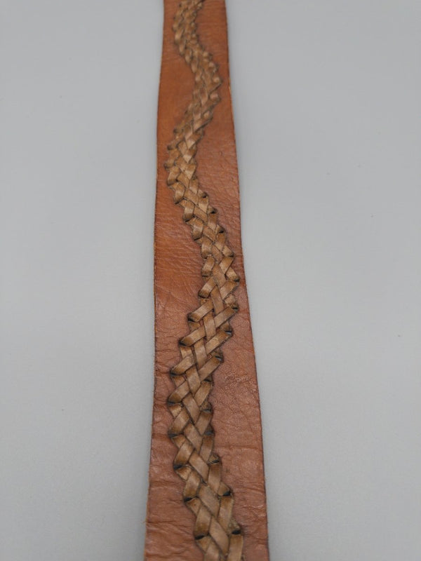 Vintage Boho "Aura" Braided Waist Belt - Cognac Earthy