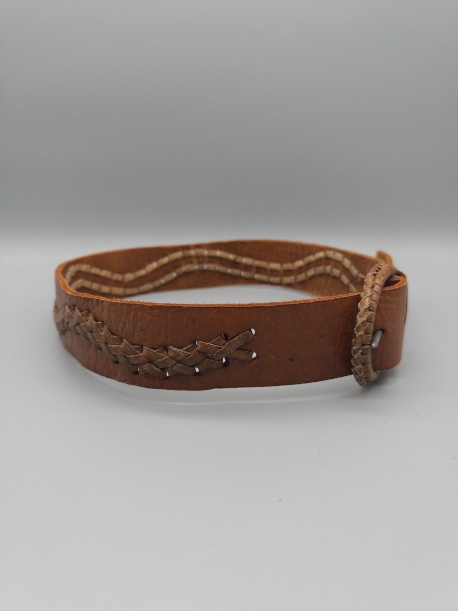 Vintage Boho "Aura" Braided Waist Belt - Cognac Earthy - Past Pieces