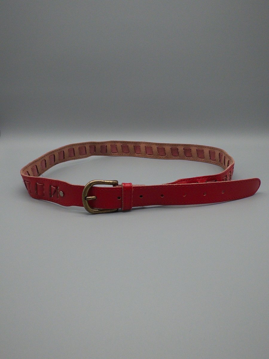 Vintage E.G. Maro Punch - Out Leather Belt - Red - Past Pieces
