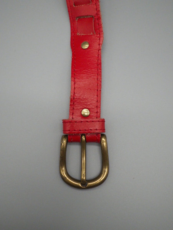 Vintage E.G. Maro Punch-Out Leather Belt - Red