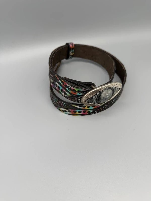 Vintage "Luna" Skinny Wrap Belt - Multicolor Iridescent