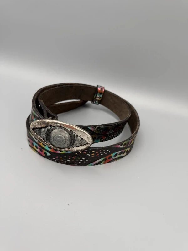 Vintage "Luna" Skinny Wrap Belt - Multicolor Iridescent