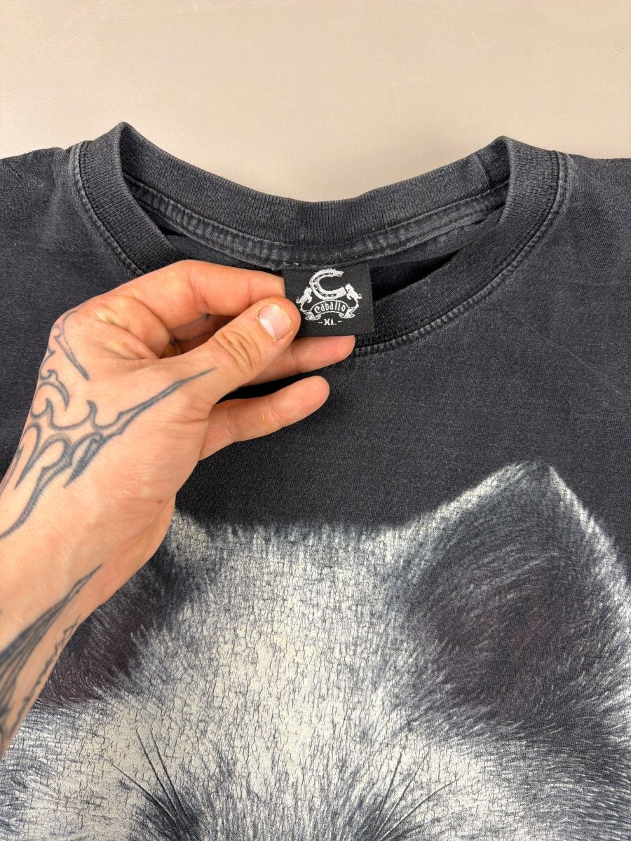 Vintage Nature "Triple Wolf" Graphic Tee - Washed Black - Past Pieces