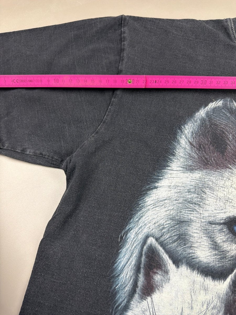 Vintage Nature "Triple Wolf" Graphic Tee - Washed Black - Past Pieces