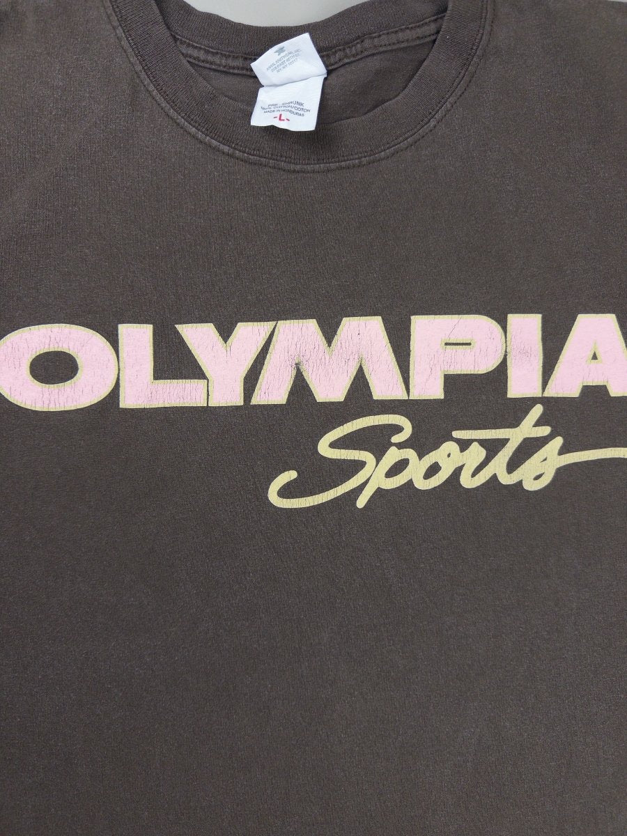 Vintage Olympia Sports "Pink Script" Graphic Tee - Brown - Past Pieces