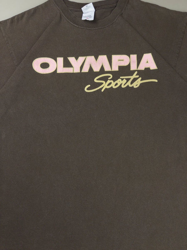 Vintage Olympia Sports "Pink Script" Graphic Tee - Brown