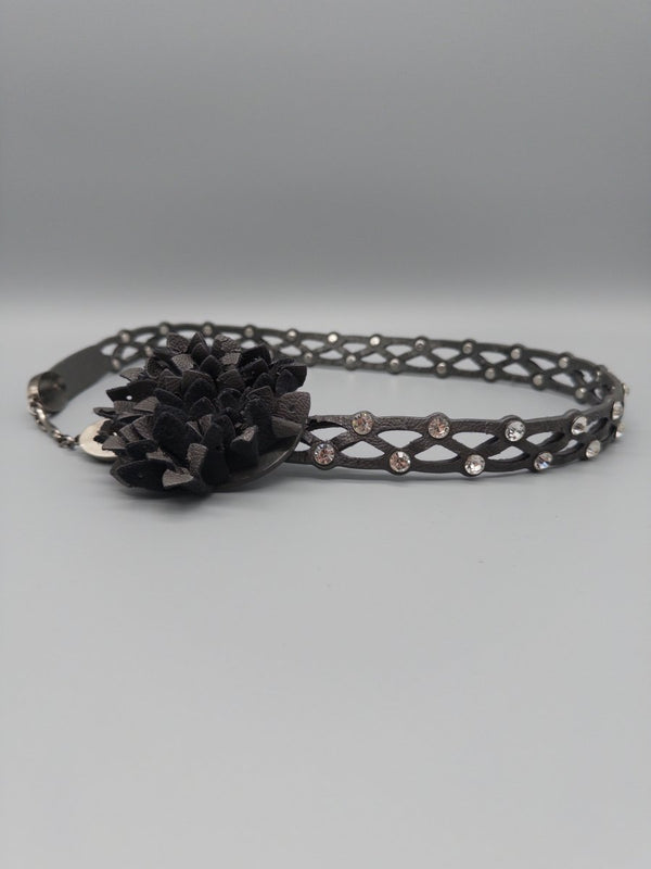 Vintage "Petal & Stud" Rosette Belt - All Black