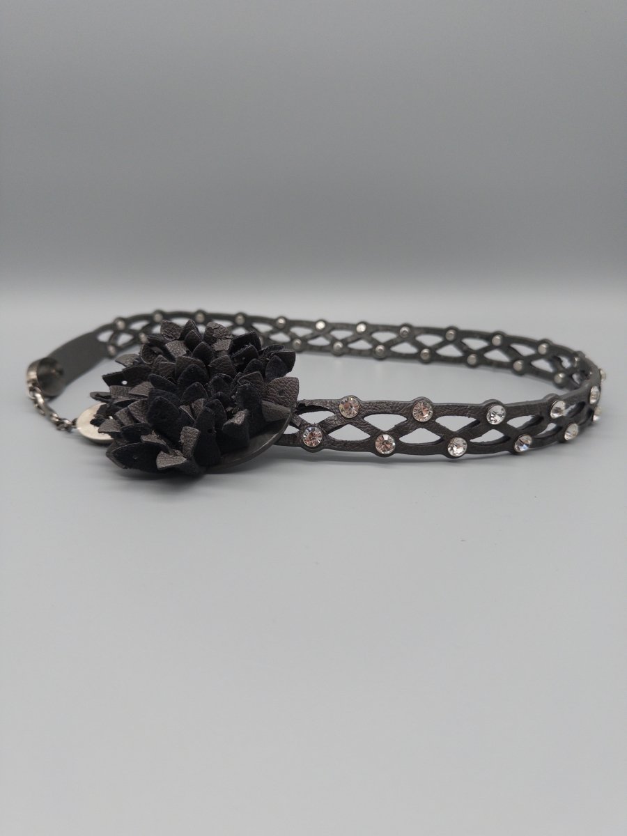 Vintage "Petal & Stud" Rosette Belt - All Black - Past Pieces