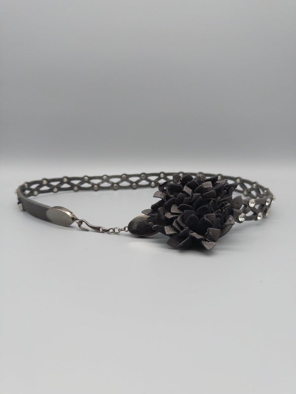 Vintage "Petal & Stud" Rosette Belt - All Black