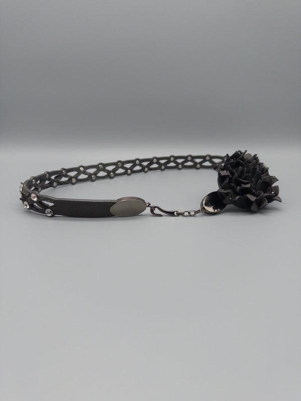Vintage "Petal & Stud" Rosette Belt - All Black