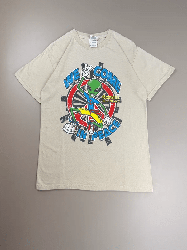 Vintage Roswell New Mexico "Peace Alien" Graphic Tee - Sand