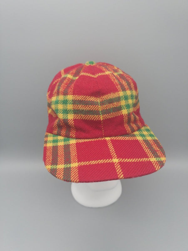 Vintage Tartan Plaid "Clueless" 6-Panel Cap - Red/Multicolor