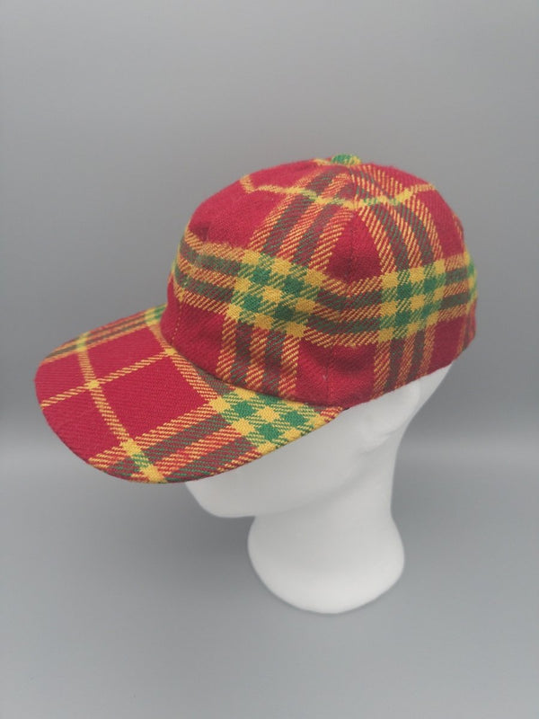 Vintage Tartan Plaid "Clueless" 6-Panel Cap - Red/Multicolor