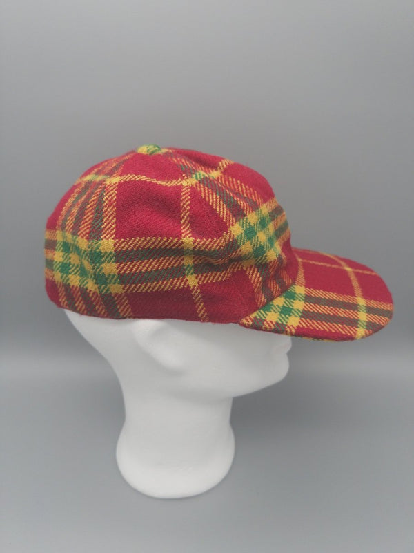 Vintage Tartan Plaid "Clueless" 6-Panel Cap - Red/Multicolor