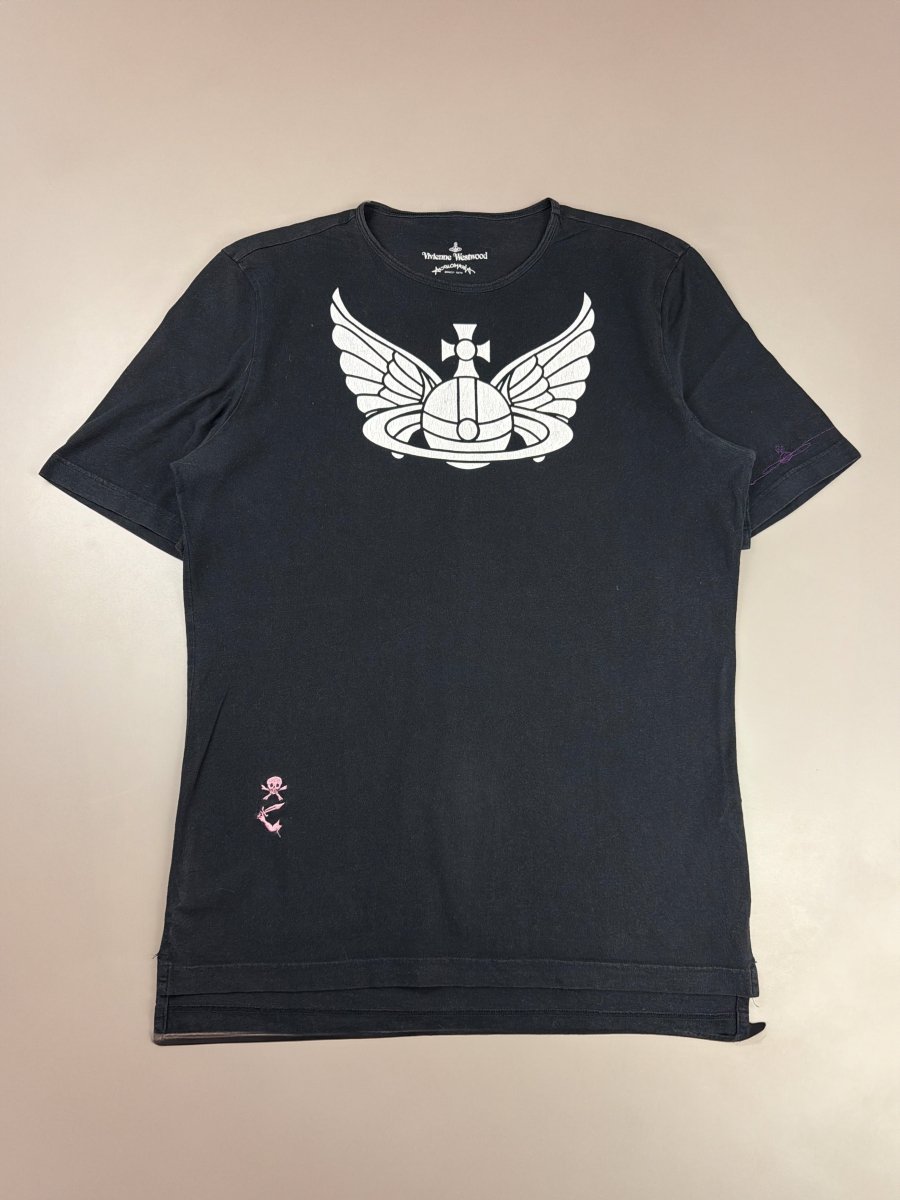Vivienne Westwood Anglomania Archive "Winged Orb" Graphic Tee - All Black - Past Pieces