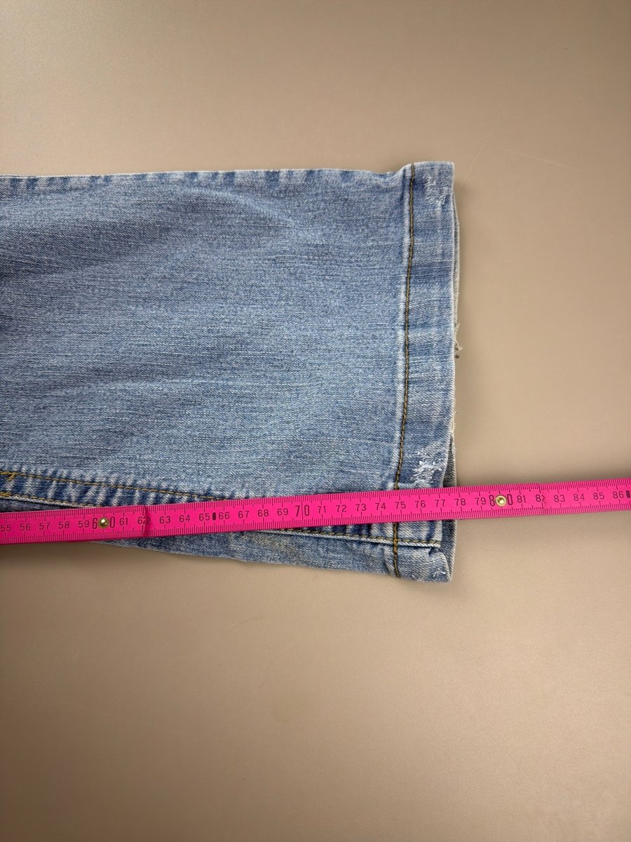 WallFlower "Stardust" Low Waist Flared Denim - Embroidered Cyber Y2K Light Wash - Past Pieces