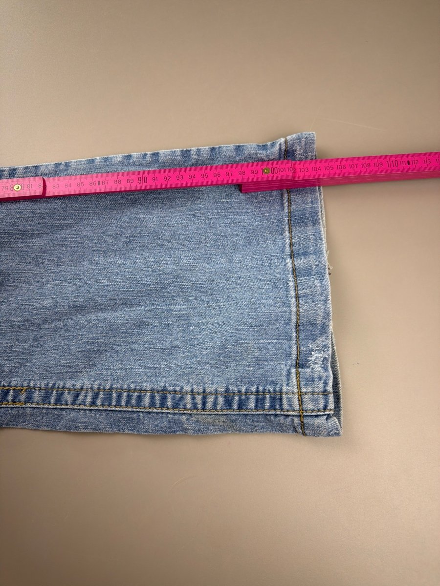 WallFlower "Stardust" Low Waist Flared Denim - Embroidered Cyber Y2K Light Wash - Past Pieces