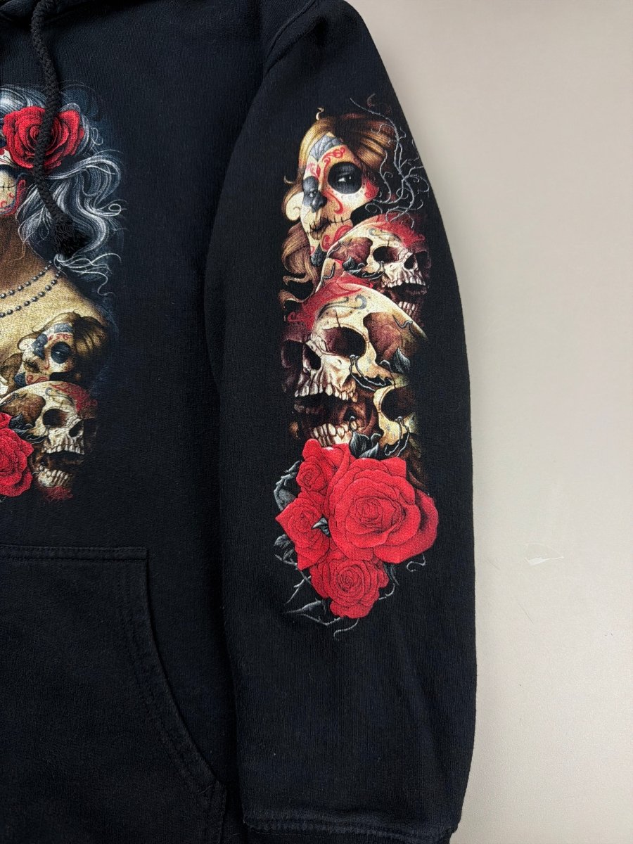 WILD "Santa Muerte" Graphic Zip Hoodie - Washed Black - Past Pieces