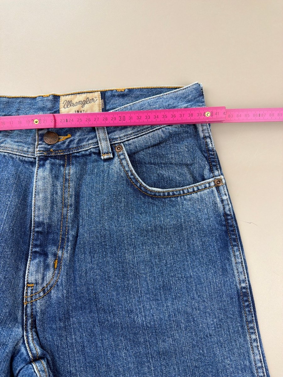 Wrangler "Texas 1947" Custom EMO Graphic Denim - Neon Green Cyber Blue - Past Pieces